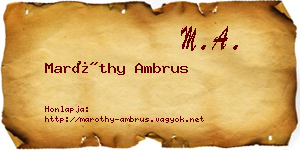 Maróthy Ambrus névjegykártya